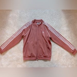 Adidas salmon colored 3 stripe jacket
